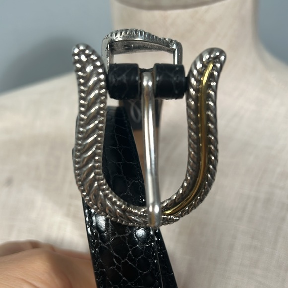 Brighton Black Leather Belt with Silver Buckle heart shape size M 30 - Picture 15 of 17